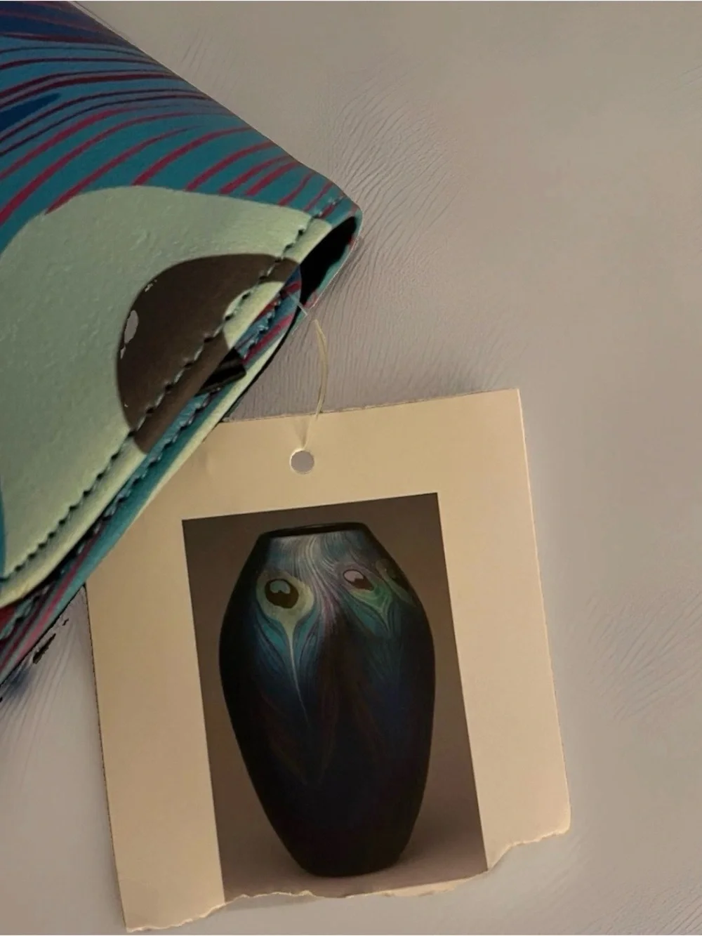 The Met Tiffany-Inspired Blue Peacock Feather Print Foldover Clutch Wallet